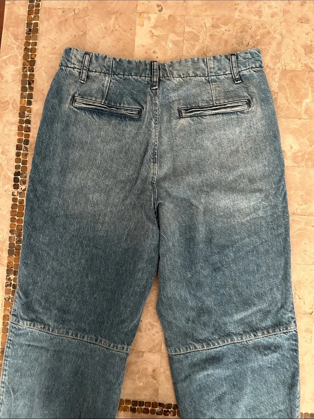 Free People Rory Slim Straight Jeans Seamed Button Pockets Tab Cuff Hems Size 28